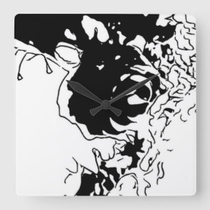 Blume Doodle Quadratische Wanduhr