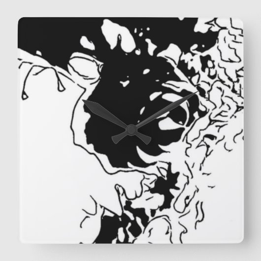 Blume Doodle Quadratische Wanduhr (Vorderseite)