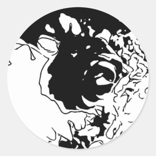 Blume Doodle Runder Aufkleber (Vorderseite)