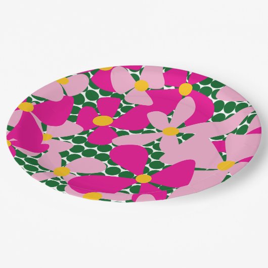 Blume Doodle Throw Kissen Pappteller (Schrägansicht)