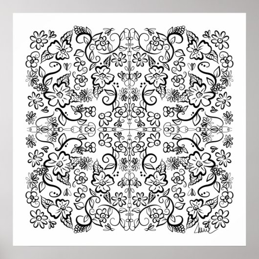 Blume Doodles - Ihr Farbplakat Poster (Vorne)