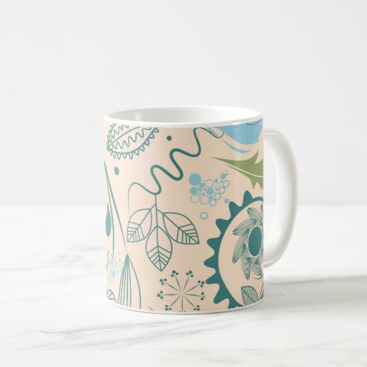 Blume Doodles Kaffeetasse (VorderseiteRechts)