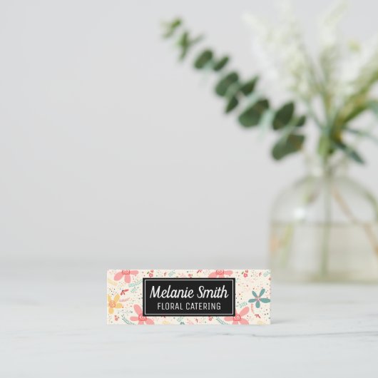 Blume Doodles Mini Visitenkarte (Stehend Vorderseite)