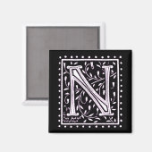 Blume & Dots Monogramm "N" Magnet (Vorderseite/Rückseite)