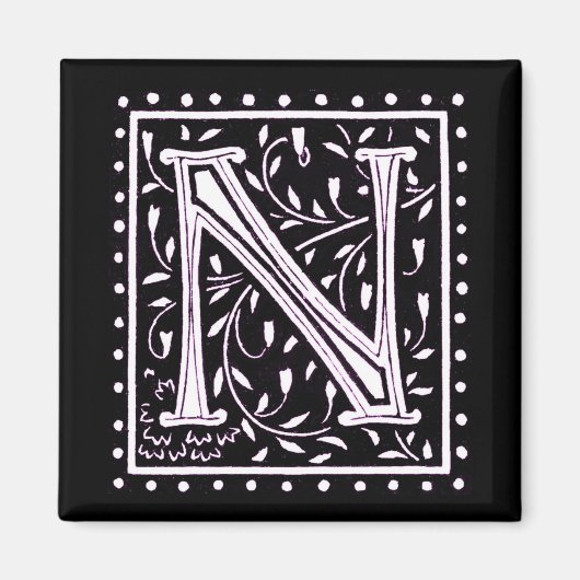 Blume & Dots Monogramm "N" Magnet (Vorne)