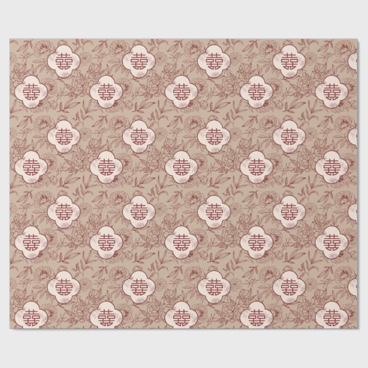 Blume Double Xi Muster Chinesische Hochzeit Geschenkpapier (Flach)