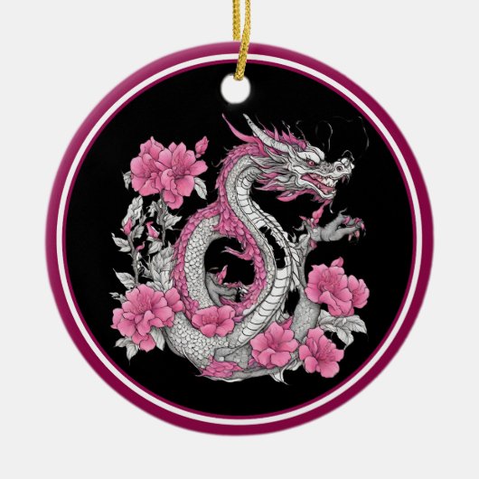 Blume Dragon Keramik Ornament (Vorne)