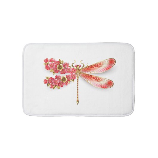 Blume Dragonfly mit Schmucksakura Badematte (Vorderseite)