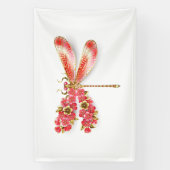 Blume Dragonfly mit Schmucksakura Banner (Vertikal)