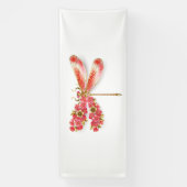 Blume Dragonfly mit Schmucksakura Banner (Vertikal)