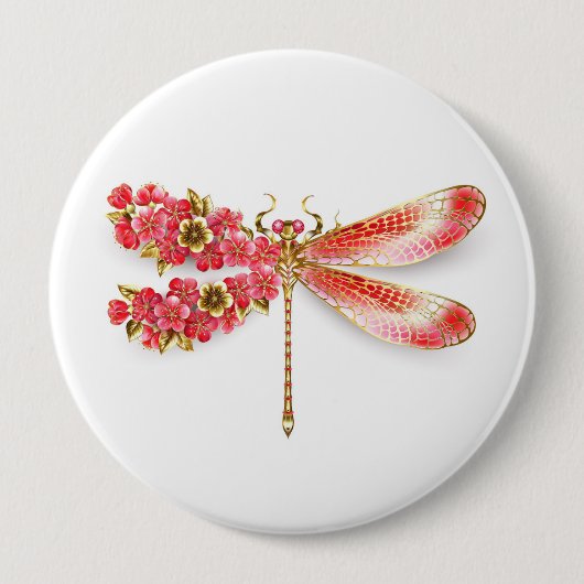 Blume Dragonfly mit Schmucksakura Button (Vorderseite)