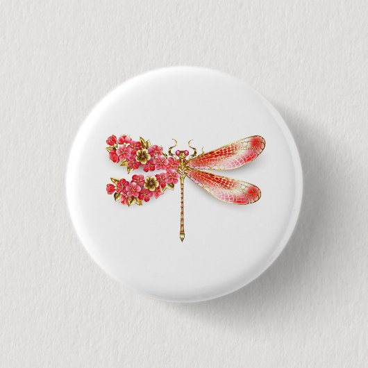 Blume Dragonfly mit Schmucksakura Button (Vorderseite)