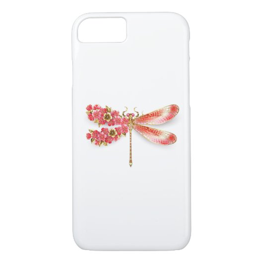 Blume Dragonfly mit Schmucksakura Case-Mate iPhone Hülle (Rückseite)