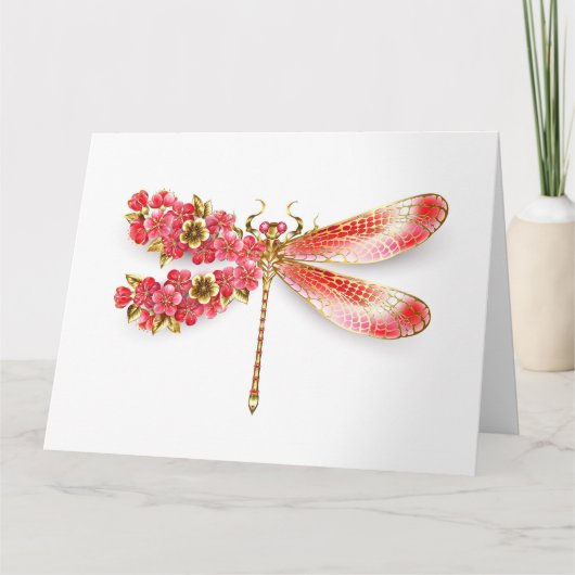 Blume Dragonfly mit Schmucksakura Dankeskarte (Vorderseite)