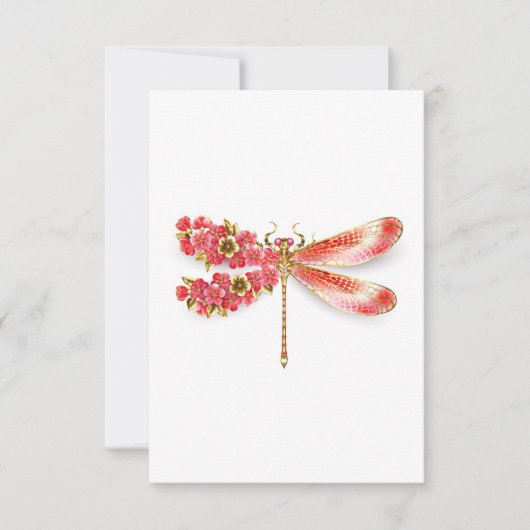 Blume Dragonfly mit Schmucksakura Dankeskarte (Vorderseite)