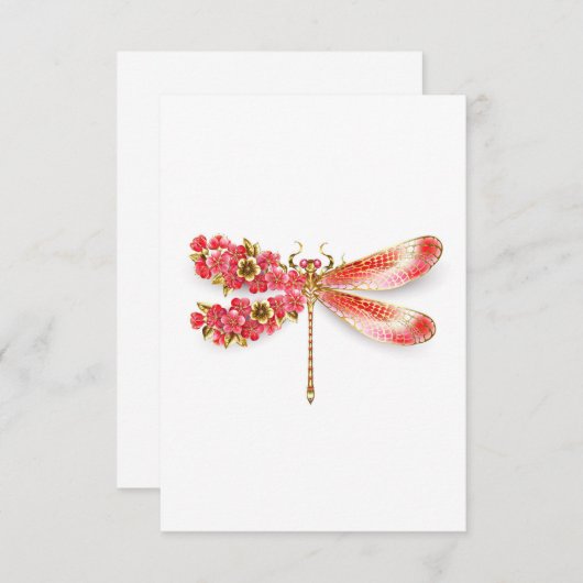 Blume Dragonfly mit Schmucksakura Dankeskarte (Vorne/Hinten)