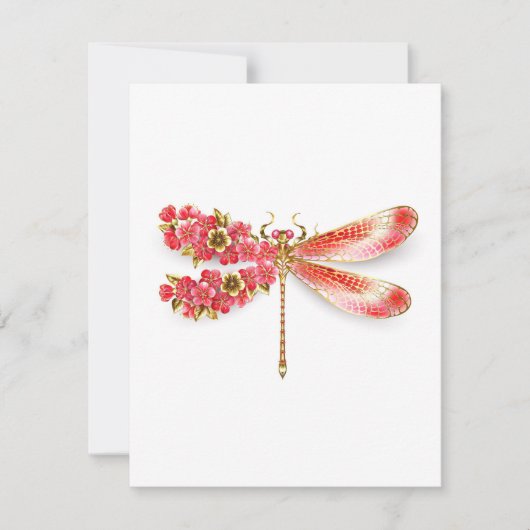 Blume Dragonfly mit Schmucksakura Dankeskarte (Vorderseite)