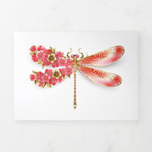 Blume Dragonfly mit Schmucksakura Dreifach Gefaltete Ankündigung