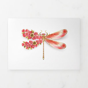 Blume Dragonfly mit Schmucksakura Dreifach-gefaltete Programmkarte