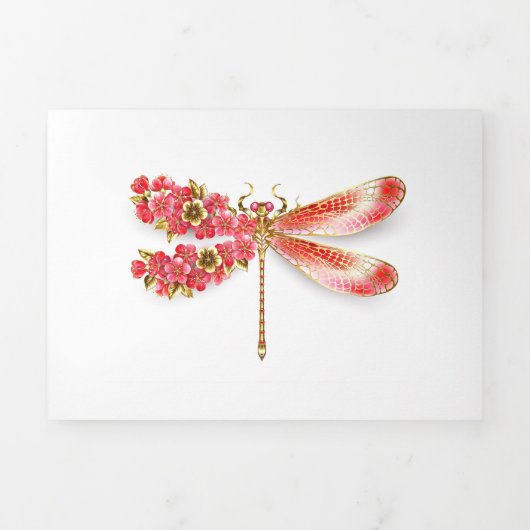 Blume Dragonfly mit Schmucksakura Dreifach-gefaltete Programmkarte (Cover)