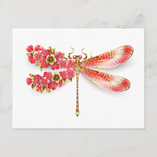 Blume Dragonfly mit Schmucksakura Feiertagspostkarte