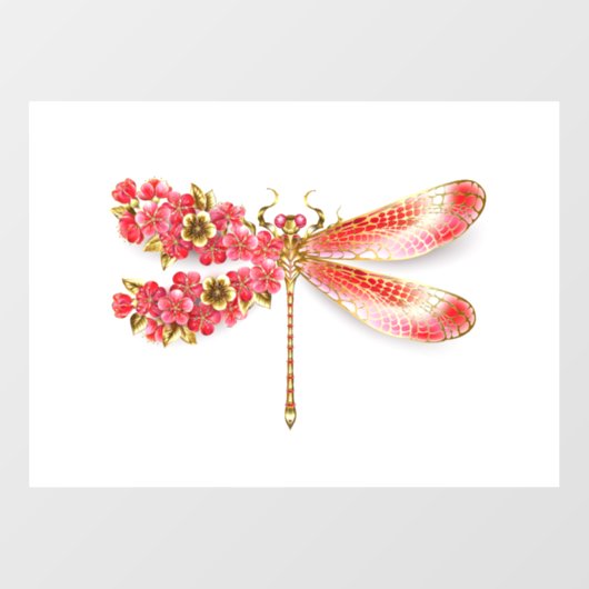 Blume Dragonfly mit Schmucksakura Fensteraufkleber (Blatt)