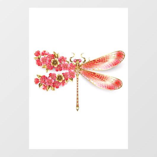 Blume Dragonfly mit Schmucksakura Fensteraufkleber (Blatt)