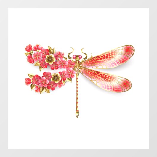 Blume Dragonfly mit Schmucksakura Fensteraufkleber (Blatt)