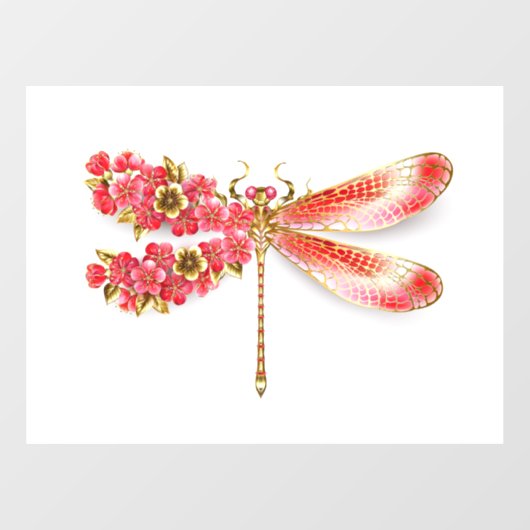Blume Dragonfly mit Schmucksakura Fensteraufkleber (Blatt)