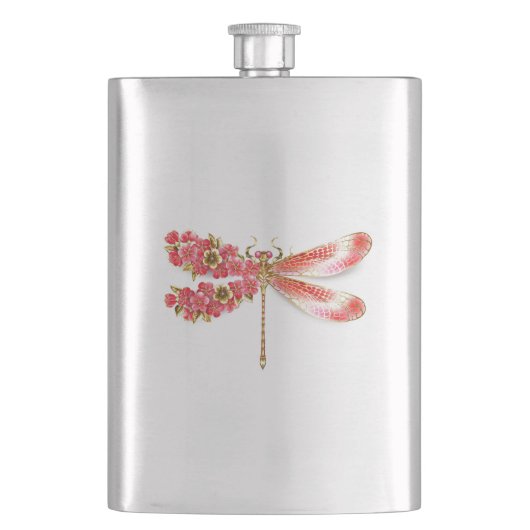 Blume Dragonfly mit Schmucksakura Flachmann (Vorderseite)