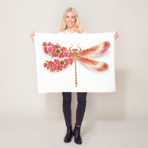 Blume Dragonfly mit Schmucksakura Fleecedecke