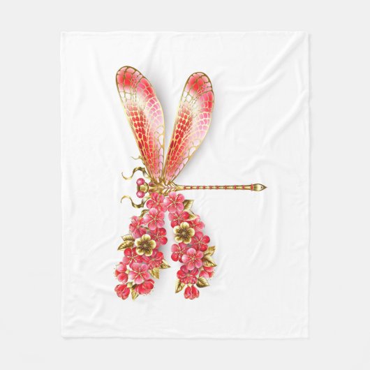 Blume Dragonfly mit Schmucksakura Fleecedecke (Vorderseite)