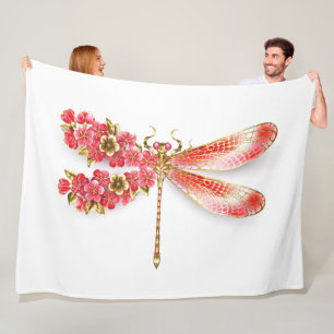 Blume Dragonfly mit Schmucksakura Fleecedecke