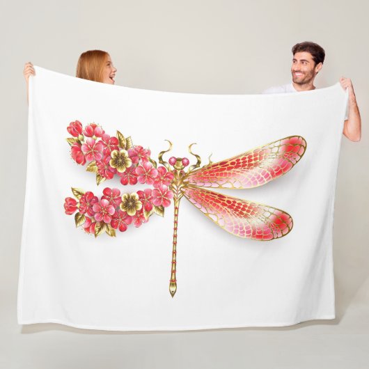 Blume Dragonfly mit Schmucksakura Fleecedecke (Beispiel)