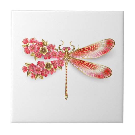 Blume Dragonfly mit Schmucksakura Fliese (Vorderseite)