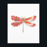 Blume Dragonfly mit Schmucksakura Flyer<br><div class="desc">Künstlich gezeichnet,  Gold,  Schmuck mit Rot-Drachenfliege und Flügel mit Rot,  Blüte,  Schmuck japanische Kirsche auf weißem Hintergrund. Golddrachenfliege.</div>
