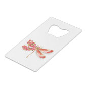 Blume Dragonfly mit Schmucksakura Geldbeutel Flaschenöffner (Rückseite Schrägansicht)