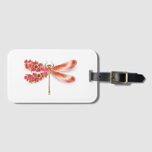Blume Dragonfly mit Schmucksakura Gepäckanhänger (Vorderseite (Horizontal))