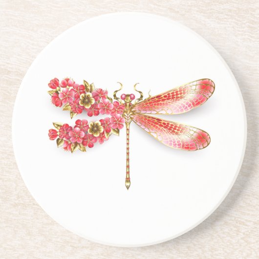 Blume Dragonfly mit Schmucksakura Getränkeuntersetzer (Vorne)
