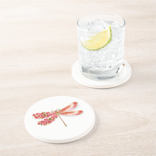 Blume Dragonfly mit Schmucksakura Getränkeuntersetzer (Seite)