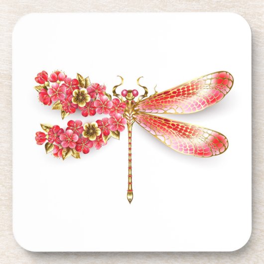 Blume Dragonfly mit Schmucksakura Getränkeuntersetzer (Vorderseite)