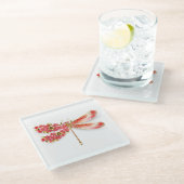 Blume Dragonfly mit Schmucksakura Glasuntersetzer (Schrägansicht)