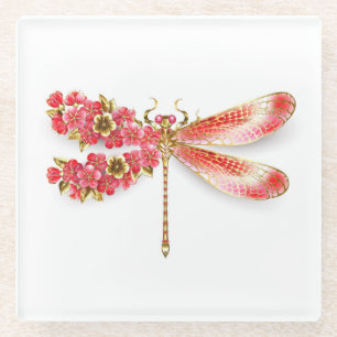 Blume Dragonfly mit Schmucksakura Glasuntersetzer