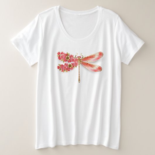 Blume Dragonfly mit Schmucksakura Große Größe T-Shirt (Design vorne)