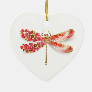 Blume Dragonfly mit Schmucksakura Keramik Ornament