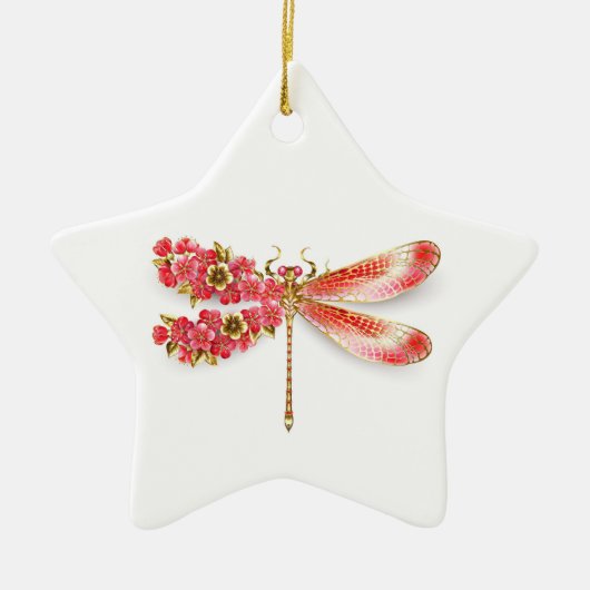 Blume Dragonfly mit Schmucksakura Keramik Ornament (Vorne)
