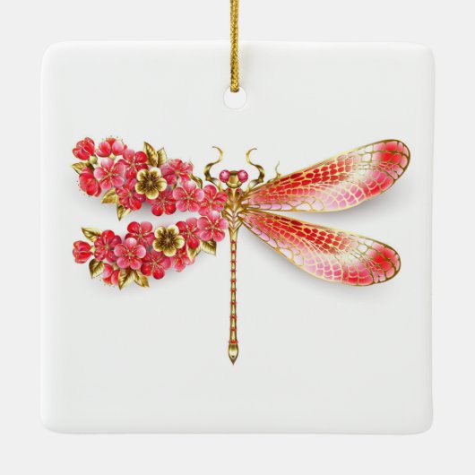 Blume Dragonfly mit Schmucksakura Keramikornament (Rückseite)