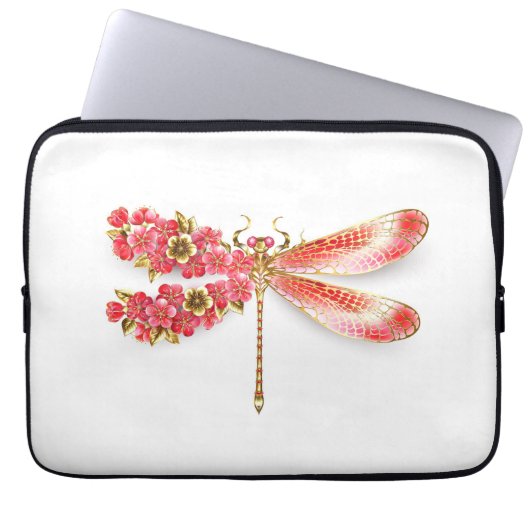 Blume Dragonfly mit Schmucksakura Laptopschutzhülle (Vorderseite)