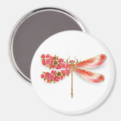 Blume Dragonfly mit Schmucksakura Magnet (Vorderseite/Rückseite)