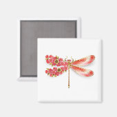 Blume Dragonfly mit Schmucksakura Magnet (Vorderseite/Rückseite)